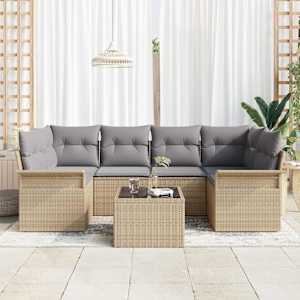 Sada zahradních pohovek 7 pcs Beige a šedá 55 x 55 x 37 cm - obrázek 3