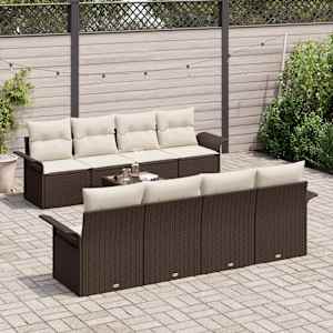 Sada zahradních pohovek 9 pcs Hnědá a krémová 55 x 55 x 37 cm - obrázek 3