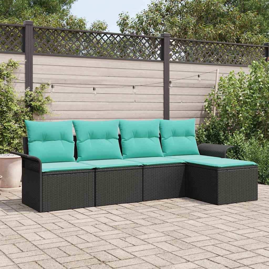 vidaXL Set de canapele pentru grădină 5 pcs Negru poliratan