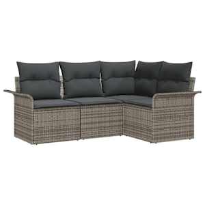 Sada zahradních pohovek s úložištěm 4 pcs Šedá polyratan - obrázek 2