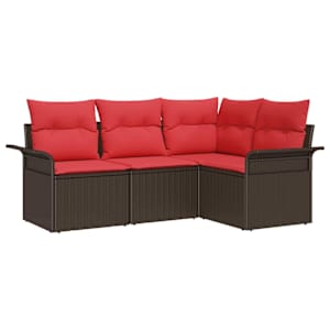 Sada zahradních pohovek s úložištěm 4 pcs Hnědá polyratan - obrázek 2