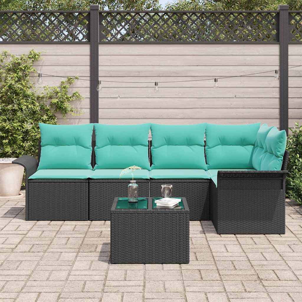 Tuin Sofa Set met opslag 6 pcs Zwart poly rattan - Afbeelding 3