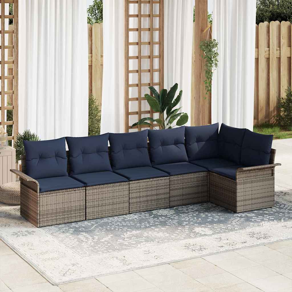 vidaXL Set de canapele pentru grădină 6 pcs Gri poliratan