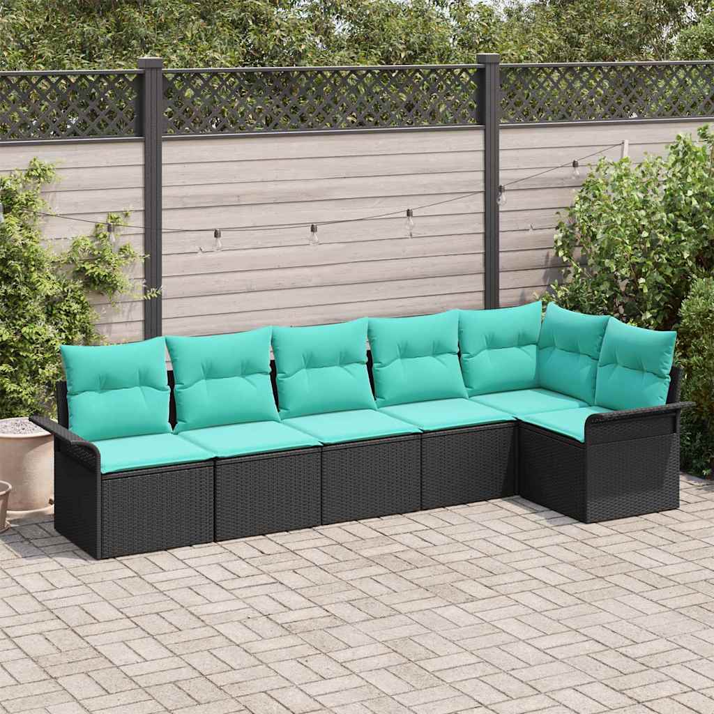vidaXL Set de canapele pentru grădină 6 pcs Negru poliratan