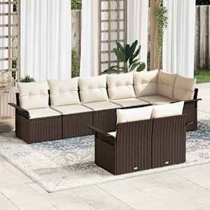 Vrtna sedežna garnitura s shranjevanjem 8 pcs Rjava poli ratan