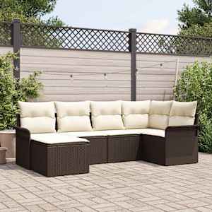 Vrtna sedežna garnitura z blazino 6 pcs Rjava Poly ratan