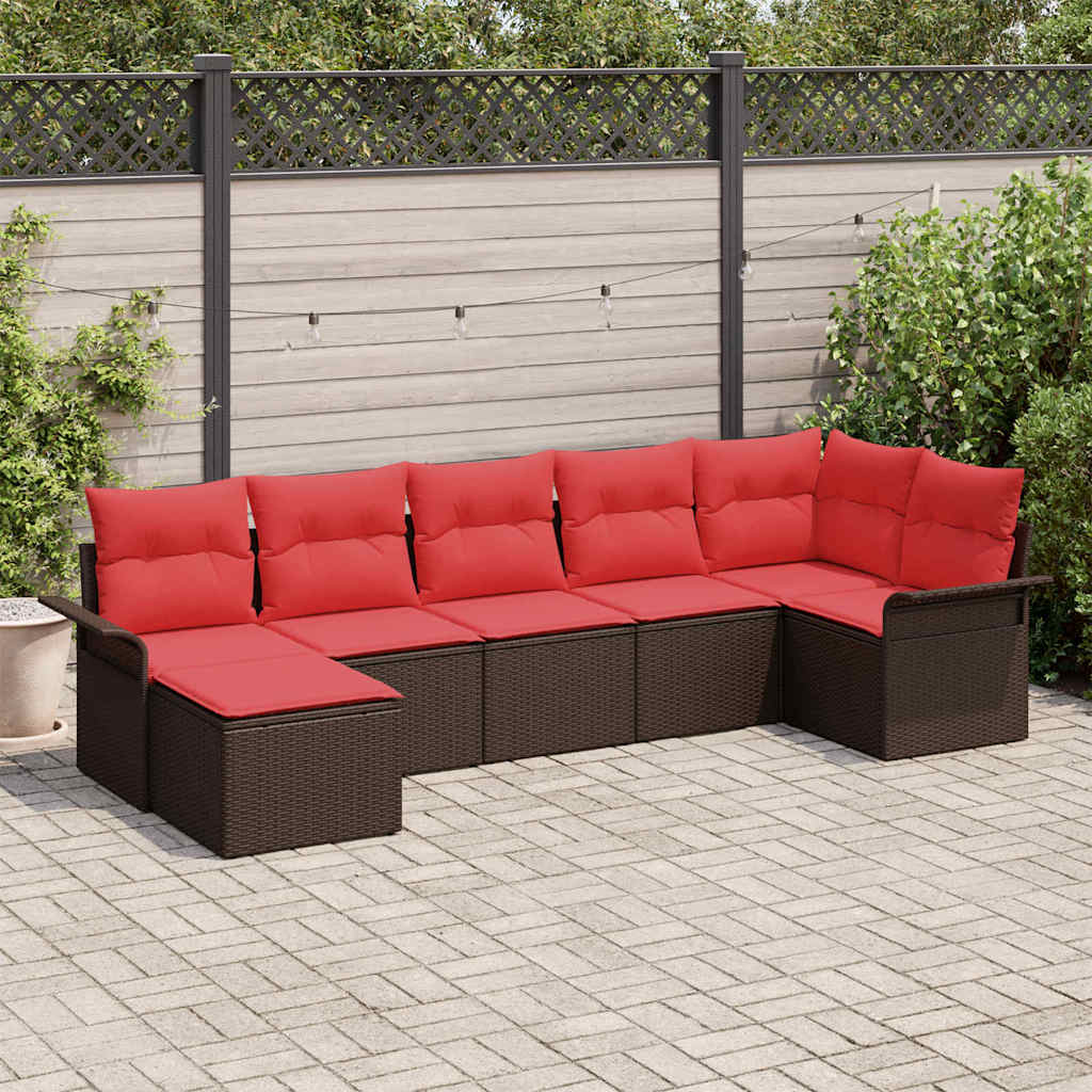 vidaXL Set de canapele pentru grădină 7 pcs Bej poliratan
