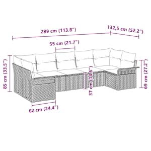 Sada zahradních pohovek s úložištěm 7 pcs Hnědá Poly ratan - obrázek 15