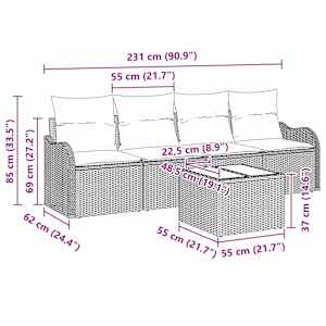 Sada zahradních pohovek s polštářem 5 pcs Béžová a krémová - obrázek 11