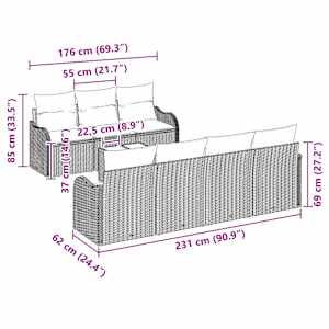 Sada zahradních pohovek s polštářem 8 pcs Béžová a krémová - obrázek 11