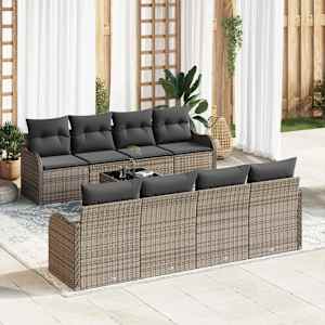 Vrtna sedežna garnitura z blazino s shranjevanjem 9 pcs Siva