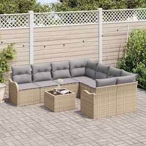 Sada zahradních pohovek s polštářem 9 pcs Beige a šedá - obrázek 3