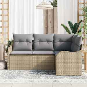 Sada zahradních pohovek s úložištěm 4 pcs Béžová polyratan - obrázek 3