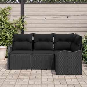 Sada zahradních pohovek s úložištěm 4 pcs Černá polyratan - obrázek 3