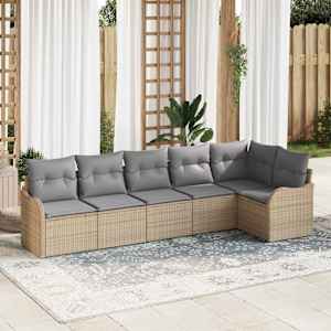 Vrtna sedežna garnitura z blazino 6 pcs Bež Poly ratan