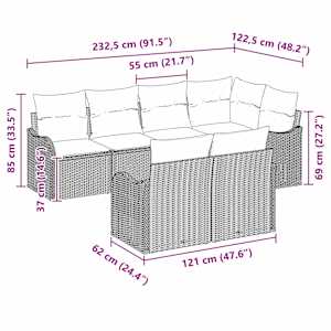 Sada zahradních pohovek s úložištěm 7 pcs Béžová Poly ratan - obrázek 12