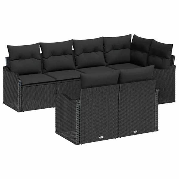 vidaXL Aia Diivanikomplekt 7 tk Must Pol&uuml;rooster