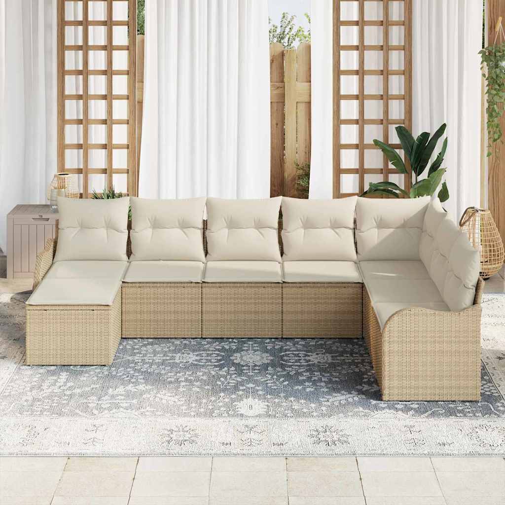 vidaXL 8-delige Tuin Sofa Set met Kussens Beige Poly Rattan