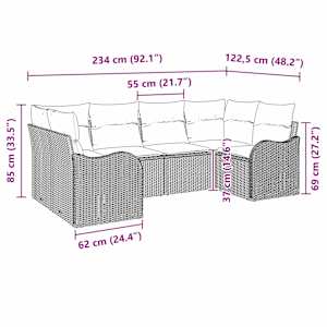 Sada zahradních pohovek 6 pcs Béžovo-bílá Poly ratan - obrázek 12