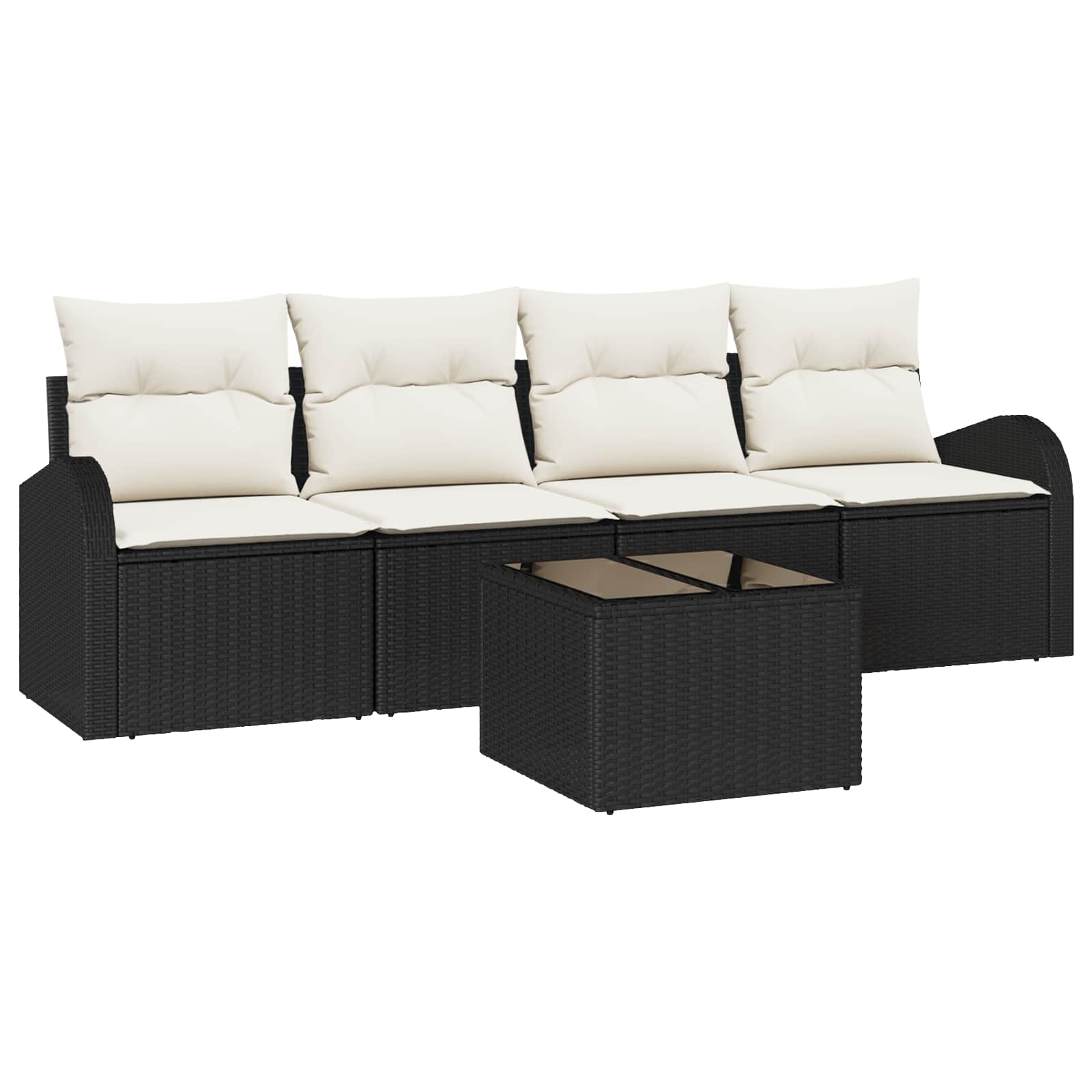 vidaXL Set de canapele pentru grădină 5 buc. 4-Locuri Negru și Crem