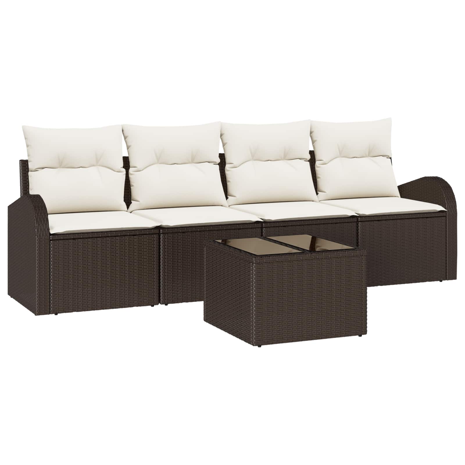 Sada zahradních pohovek 5 pcs 4-Seater Hnědá a krémová3354577