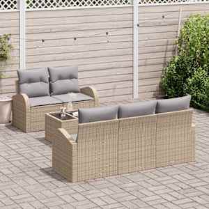 Sada zahradních pohovek 6 pcs Beige a šedá polyratan - obrázek 3