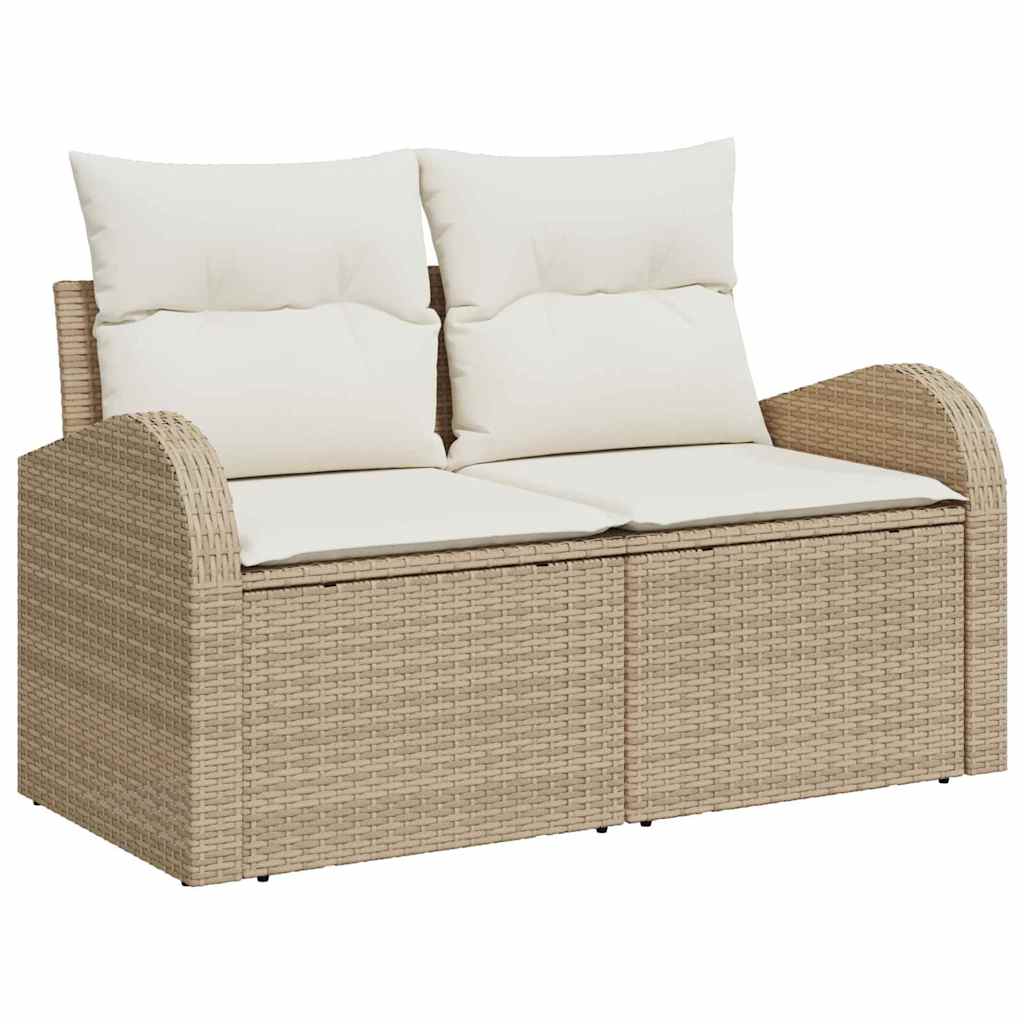 vidaXL 6-delige tuinsofa set met kussens in het beige poly rattan