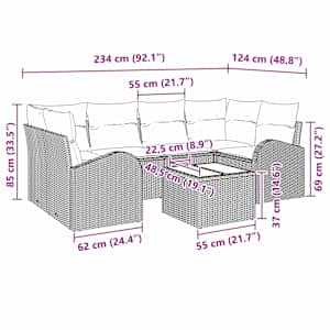 Sada zahradních pohovek 7 pcs Béžová a krémová polyratan - obrázek 6