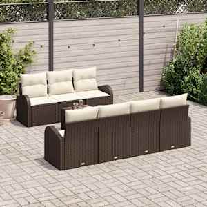 Sada zahradních pohovek 8 pcs Hnědá, krémová 55 x 55 x 37 cm - obrázek 1