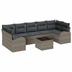 Sada zahradních pohovek 8 pcs Šedá 289 x 124 x 69 cm polyratan - obrázek 2