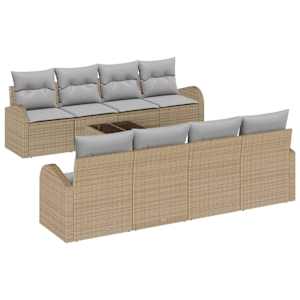 Sada zahradních pohovek 9 pcs Beige a šedá polyratan - obrázek 2