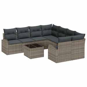 Set pohovek s polštářem s úložištěm 9 pcs Šedá polyratan - obrázek 2