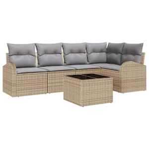 Sada zahradních pohovek 6 pcs Beige a světle šedá polyratan - obrázek 2