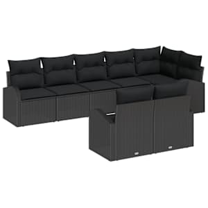 vidaXL Aia Diivanikomplekt 8 tk Must pol&uuml;rotang