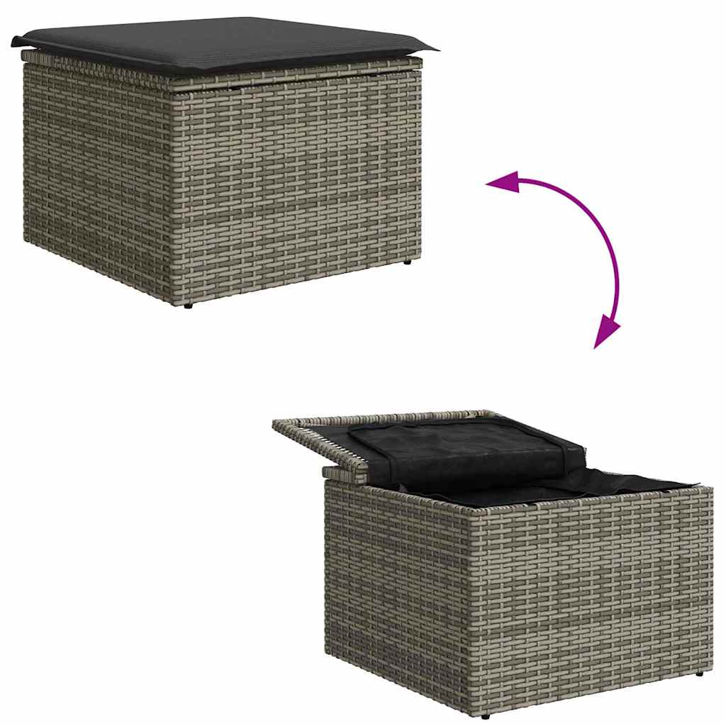 Set pohovek s polštářem s úložištěm 7 pcs Šedá polyratan - obrázek 14
