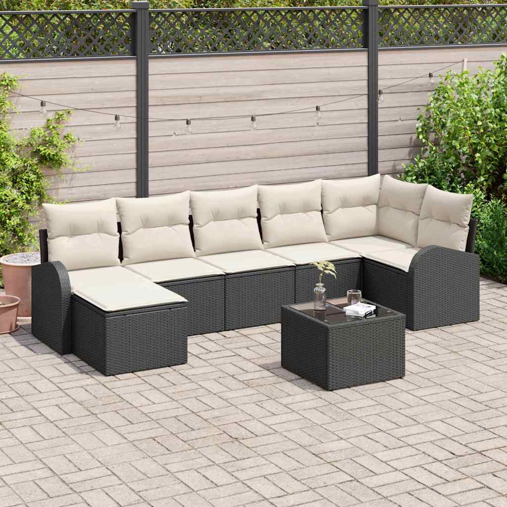 7 Stks Have Sofa Sæt med Hynder Brun Poly Rattan, vidaXL 2-personers Have Sofa med Opbevaring & Hynder Sort Poly Rattan