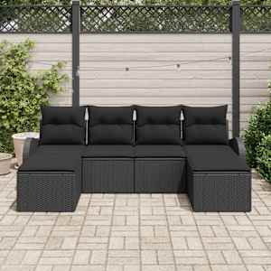 Set pohovek s polštářem s úložištěm 6 pcs Černá polyratan - obrázek 3