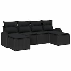 vidaXL Diivanikomplekt 6 tk Must pol&uuml;rotang