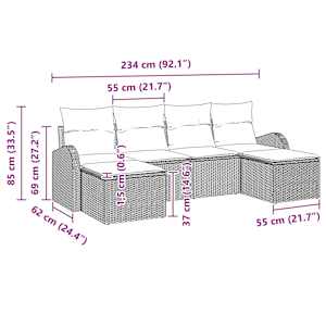 Set pohovek s polštářem s úložištěm 6 pcs Černá polyratan - obrázek 15