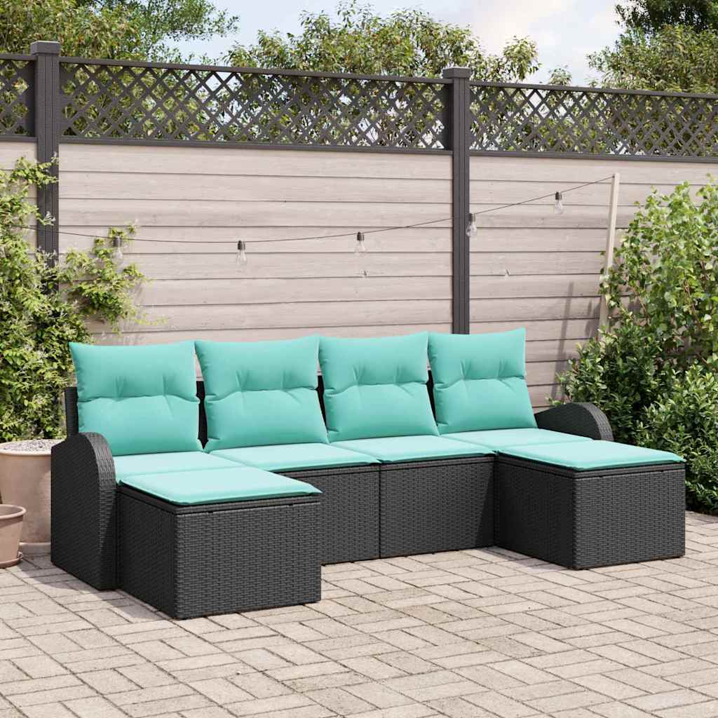 Garden Sofa Set with Cushion 6 pcs Poly rattan Garden Furniture vidaXL - Picture 3 of 8