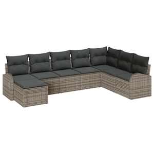 Set pohovek s polštářem s úložištěm 8 pcs Šedá polyratan - obrázek 2