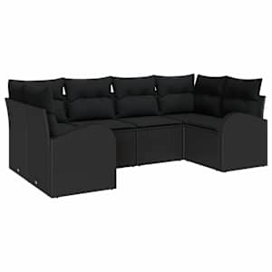 Sada zahradních pohovek s polštářem 6 pcs Černá polyratan - obrázek 2