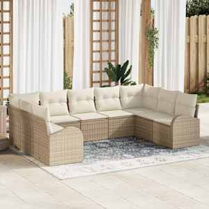 Sada zahradních pohovek 9 pcs Béžová a bílá polyratan - obrázek 1