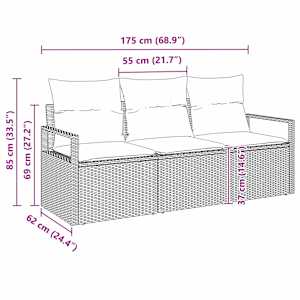 Sada zahradních pohovek 3 pcs Béžová a bílá polyratan - obrázek 10