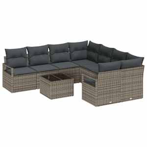 Set pohovek s polštářem s úložištěm 9 pcs Šedá polyratan - obrázek 2