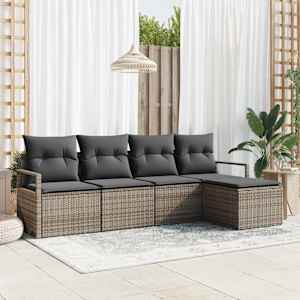 Kavčna garnitura z blazino 5 pcs Siva poli ratan