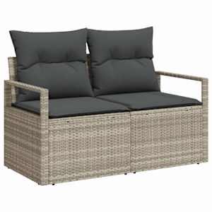 Set pohovek s polštářem s úložištěm 4 pcs Světle šedá polyratan - obrázek 4