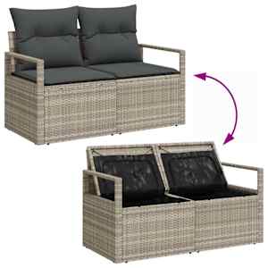 Set pohovek s polštářem s úložištěm 4 pcs Světle šedá polyratan - obrázek 9