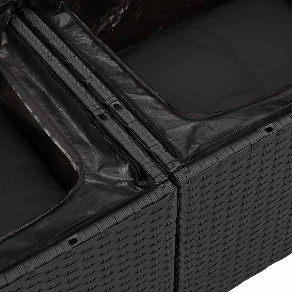 Kavčna garnitura z blazino 4 pcs Črna poli ratan - slika 8