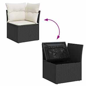 Sada zahradních pohovek 8 pcs Černá a bílá polyratan - obrázek 11